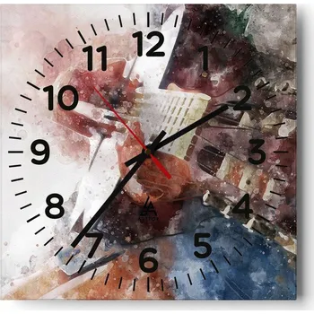 Hodiny Kuchyňské nástěnné hodiny 30x30 Abstrakce Skleněné hodiny do obýváku Moderní Tiché