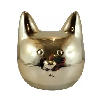 Pokladnička KERAMICKÁ POKLADNIČKA HLAVA KOČKY ZLATÁ KOČKA