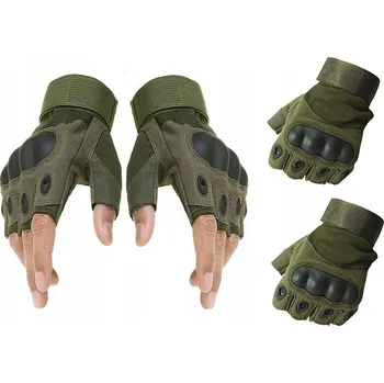 ZELENÉ TAKTICKÉ VOJENSKÉ RUKAVICE BEZ PRSTŮ XL | SURVIVAL, BOJOVÉ