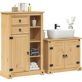 Koupelnový nábytek vidaXL 2dílná koupelnová sestava Corona masivní borové dřevo [3334635]