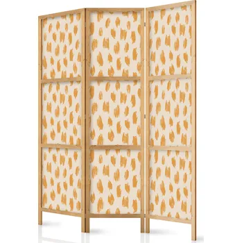 Paraván Japonský paraván - Kreslený vzor v tečkách a skvrnách: V odstínech oranžové a ecru Velikost: 135x172 cm