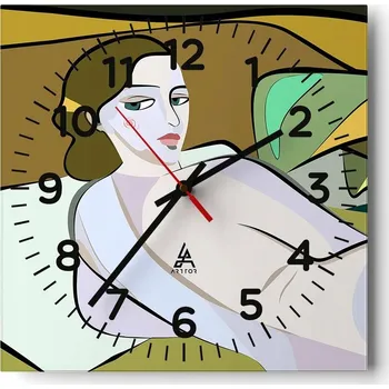 Hodiny Kuchyňské nástěnné hodiny 30x30 Žena Skleněné hodiny do obýváku Moderní Tiché