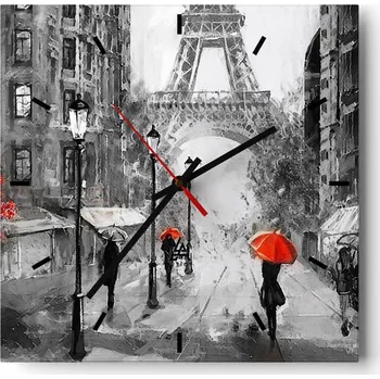 Hodiny Velké nástěnné hodiny na zeď 40x40 Město Skleněné hodiny Čtvercové Tiché