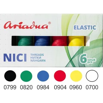 Nit Elastické nitě do šicího stroje Ariadna Elastic Sport 180m sada 6 Ks.