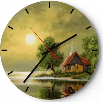 Hodiny Velké nástěnné hodiny 40x40 Krajina Skleněné hodiny Kulatý Tiché