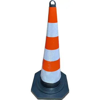 Dopravní zařízení Bílo-červený plastový reflexní dopravní kužel s gumovým podstavcem - šířka 45 cm, výška 95 cm