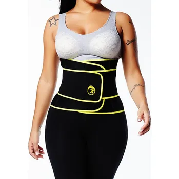 SLIMBODY Fitness pás pro hubnoucí ženy, 2XL ČERNÁ|ŽLUTÁ
