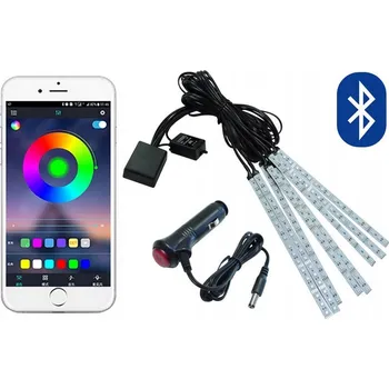 Osvětlení interiéru vozidel RGB LED osvětlení interiéru auta 8x18 LED s Bluetooth