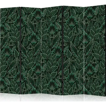 Paraván Paraván - Hustá vegetace - Botanické vzory v ilustrativním stylu; Zelený Velikost: 225x172 cm, Provedení: Jednostranný