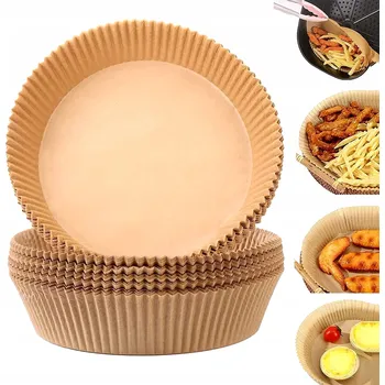Jednorázové nádobí Kulaté papírové tácky do horkovzdušné fritézy | Sada 50 Ks | 25 cm