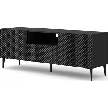 Televizní stolek TV stolek Ravenna C 150 cm 2D1S černý lesk na nožičkách