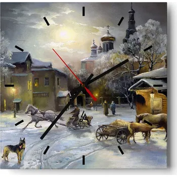 Hodiny Velké nástěnné hodiny 40x40 Krajina Skleněné hodiny Tiché