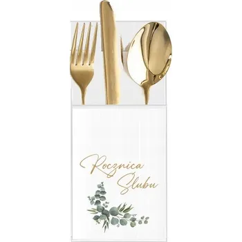 Příbor VÝROČÍ SVATBY pouzdro na ubrousky, kapsičky na příbory