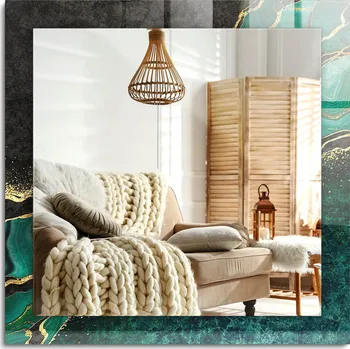 Zrcadlo Dekorativní závěsné zrcadlo s potiskem Zelená abstrakce 60x60 cm