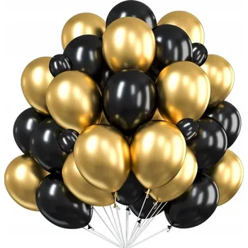 Balónek Balónky sada metalické černé zlaté 25 ks velké