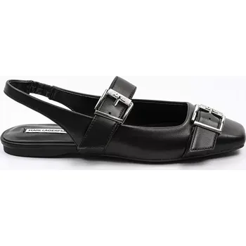 Dámské baleríny Kožené baleríny Karl Lagerfeld KONNIE černá barva, s odkrytou patou, KL40186A KL40186A.000 99X, EUR 38