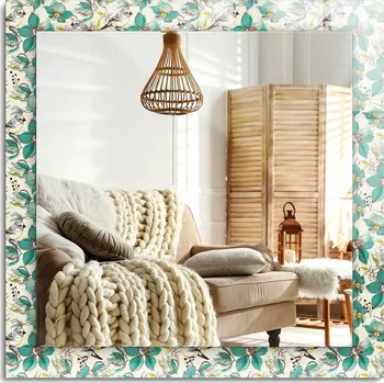 Zrcadlo Zrcadlo s potiskem do koupelny, kuchyně, předsíně - Ptáci a květiny 60x60 cm