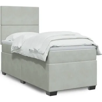 Ložnice vidaXL Box spring postel s matrací 80 x 200 cm samet [3290759] Barva: světle šedá