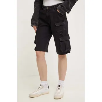 Dámské kraťasy Džínové šortky Answear.LAB dámské, černá barva, hladké, high waist 3051.TWK 99X, vel. M