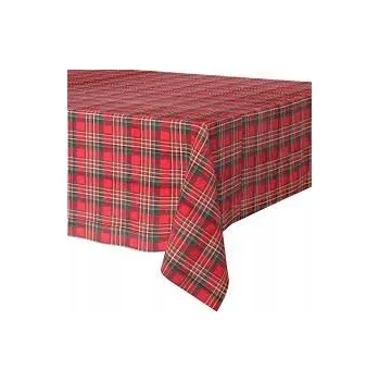 ubrus Vánoční ubrus červená kostka zelená 130x180 Odolný proti skvrnám Vánoce KOSTKA
