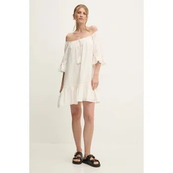 Dámské šaty Bavlněné šaty Answear.LAB béžová barva, mini NL245918..ums 01X, vel. M/L