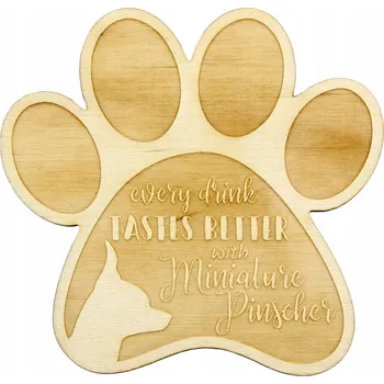 Podtácek Miniaturní pinč - gravírované podložky pod hrnek se psem, 4 kusy