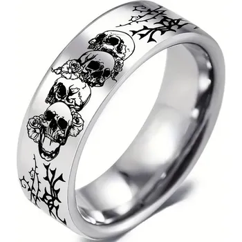 Prsten Prsten lebky - ocelový (14) (Prstýnek lebka (ocel))