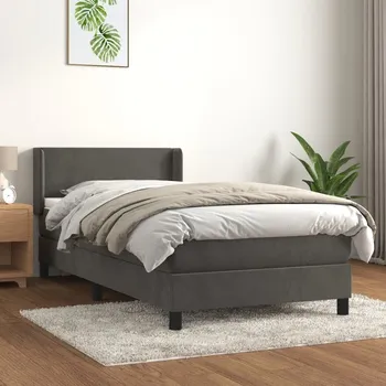 Nábytek vidaXL Box spring postel s matrací 100x200 cm samet [3130824] Barva: Tmavě šedá