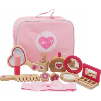 Kosmetický kufr KOSMETICKÝ KUFŘÍK PRO DĚTI NA HRANÍ DŘEVĚNÝ S KOSMETIKOU