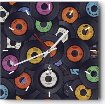 Hodiny Velké nástěnné hodiny 40x40 cm - Hudební motiv - Skleněné tiché hodiny