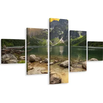 Obraz Vícedílný obraz JEZERO v horách Krajina 3D 200x120