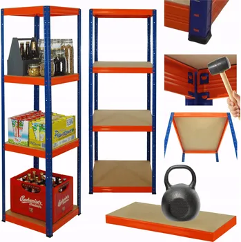 Dílenský regál Kovový regál do skladu, garáže, stojan HELIOS 180x35x35cm, 4 police, nosnost 175kg