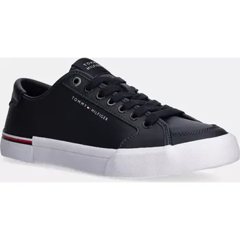 Pánské tenisky Kožené sneakers boty Tommy Hilfiger CORE CORPORATE VULC LEATHER FM0FM05399 námořnická modř 59X, EUR 41