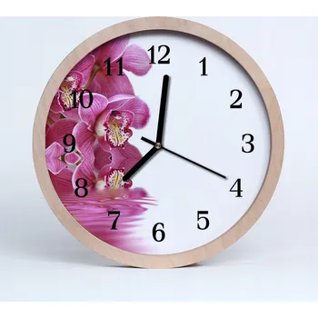 Hodiny Rustikální nástěnné hodiny do loftu Orchidej Květiny 25 cm