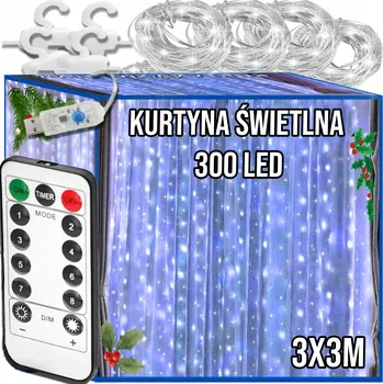 Vánoce LED záclona 3Mx3M s dálkovým ovládáním bílá