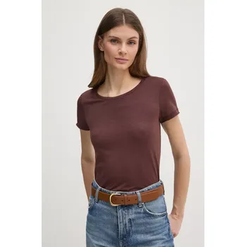 Pánské tričko Tričko Sisley hnědá barva 3TNHL11A2 88X, vel. S