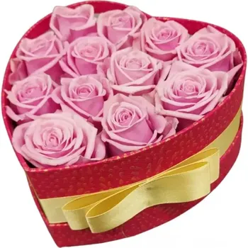 umělá květina Krabička růží HEAVEN! červená 15x8cm