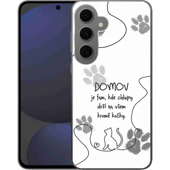 Pouzdro na mobilní telefon Gelový kryt mmCase na Samsung Galaxy S24 FE - kočičí motiv bílé pozadí