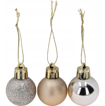 Vánoční dekorace Šampaňské mini vánoční baňky 3 cm, přívěsky na ozdobu k dekoraci 24 ks