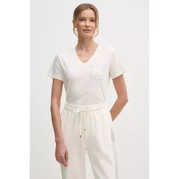 Pánské tričko Bavlněné tričko Liu Jo béžová barva, TA5172 JS923 TA5172.JS923 01X, vel. XS