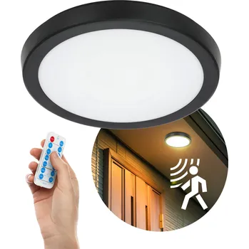 Stropní svítidlo LED 24W s Detektorem Pohybu CCT IP65 Černé Pouzdro + dálkový ovladač