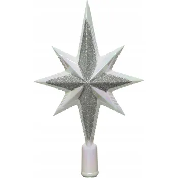 Vánoční dekorace Hvězda na vánoční stromeček betlémská, opalizující plastová