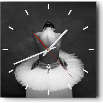 Hodiny Nástěnné hodiny do kuchyně 30x30 Baletka Stylové hodiny na skle Loft Tiché