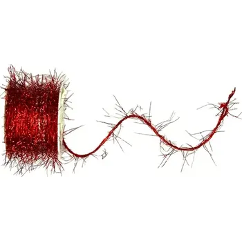 Stuha Vánoční dekorační provázek SAMBA červený Boa effect 4m (Vánoční dekorační provázek kroucený, zlatý, Boa effect )