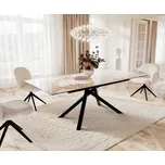 DELIFE Jídelní stůl Edge 180-220x100 keramika Minas Melange bílá béžová křížová podnož obdélník černý rozkládací