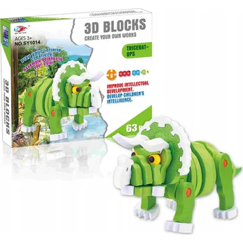 ostatní stavebnice STAVEBNICE PUZZLE TRICERATOPS DINOSAURUS 63 DÍLŮ