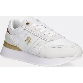 Pánské tenisky Kožené sneakers boty Tommy Hilfiger TH FASHION RUNNER bílá barva, FW0FW08475 00X, EUR 37
