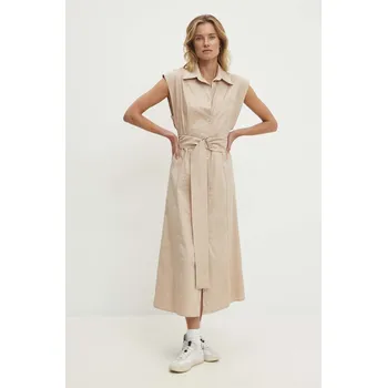 Dámské šaty Bavlněné šaty Answear.LAB béžová barva, maxi 57237.ims 80X, vel. S/M