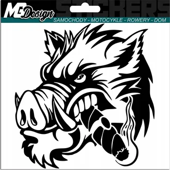 Samolepicí dekorace na vozidlo NÁLEPKA na auto ZLÝ KANEC s CIGAREM PRASE SAVANOVÉ 15x15