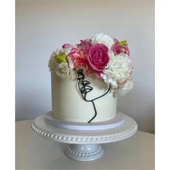 Obraz Zápich z plexiskla akrylu, lineární tvář ženy, černý 1 ks, OBOUSMĚRNÝ ZÁPICH na dort